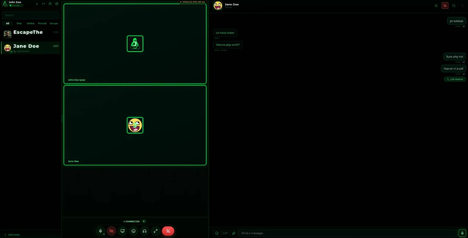 A Dialog call running beside the conversation